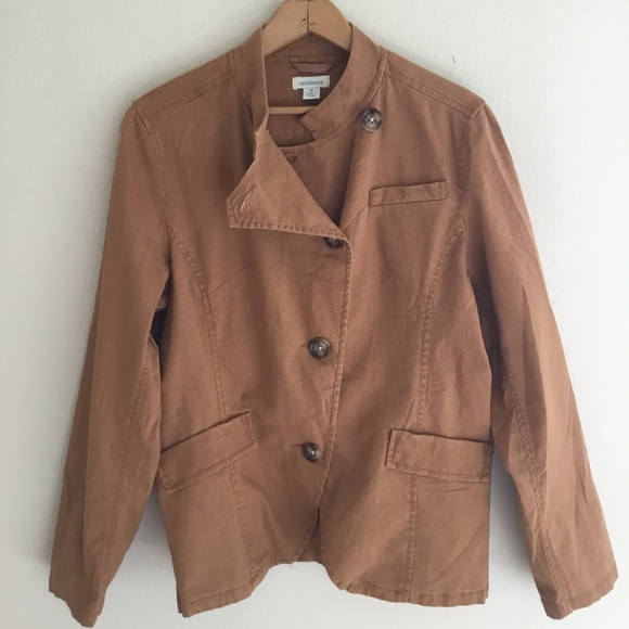 $168! Sundance Lightweight Brown Cotton Blend Jacket: Women's Medium - Picture 1 of 8